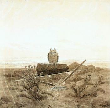 卡斯帕爾 大衛 弗裡德裡希 Landscape With Grave Coffin And Owl 卡斯帕爾 大衛 弗裡德裡希 Landscape With Grave Coffin And Owl